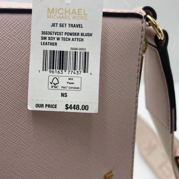 MICHAEL KORS Jet Set Saffiano Leather Crossbody Bag with Case for Apple AirPods - Picture 6 of 16